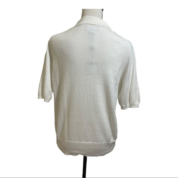 Pure collection collared white short sleeve knit top. Size 8/10 cotton - Picture 4 of 12